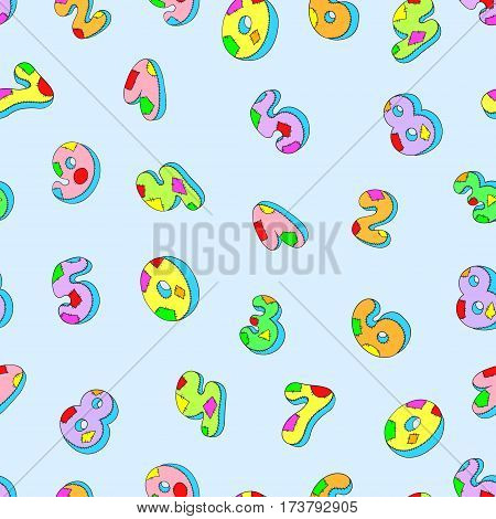 Seamless model number. Colored numbers on a blue background. Vector isolated.