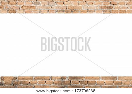 Background of orange old brick pattern with white space