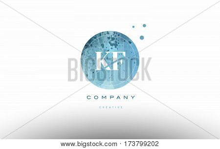 Kf K F  Watercolor Grunge Vintage Alphabet Letter Logo