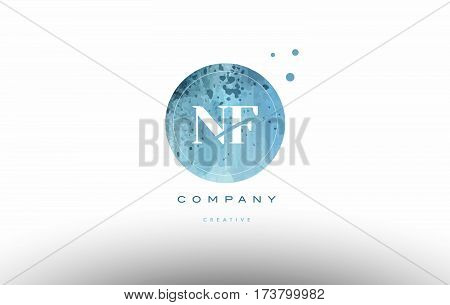 Nf N F  Watercolor Grunge Vintage Alphabet Letter Logo