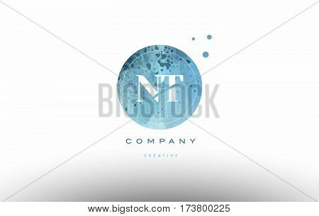 Nt N T  Watercolor Grunge Vintage Alphabet Letter Logo