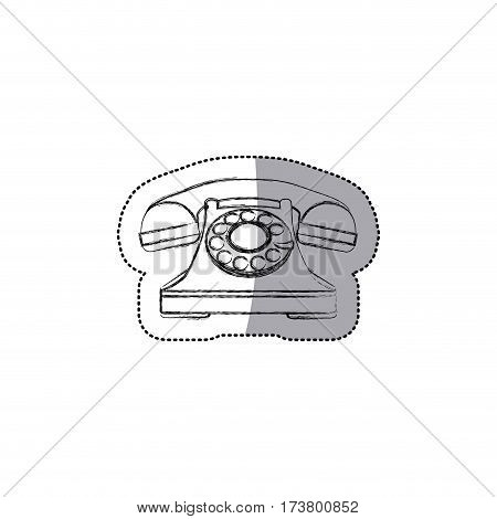 sticker blurred silhouette antique phone with auricular vector illustration
