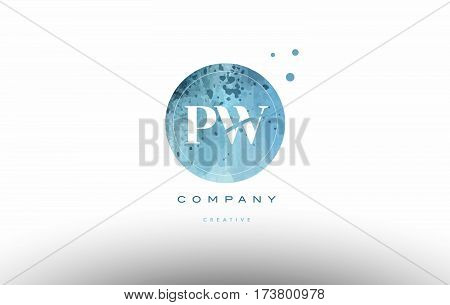 Pw P W  Watercolor Grunge Vintage Alphabet Letter Logo