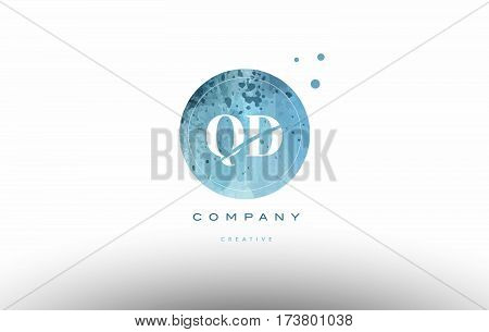 Qd Q D  Watercolor Grunge Vintage Alphabet Letter Logo