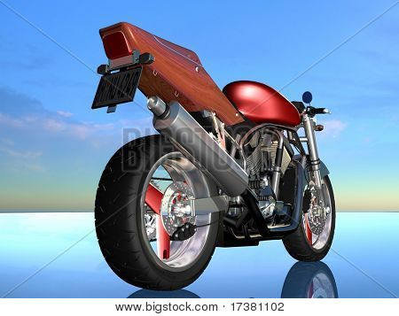 Motorcycle on a mirror background	