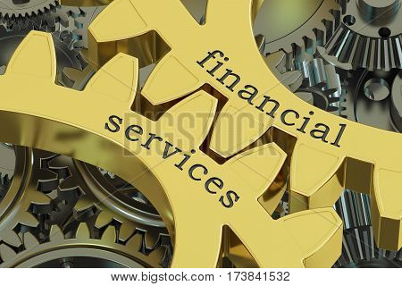 Financial Services concept on the gearwheels 3D rendering