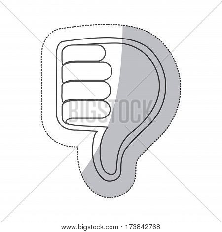 sticker grayscale contour with 3d hand with signal disappointed close up vector illustration