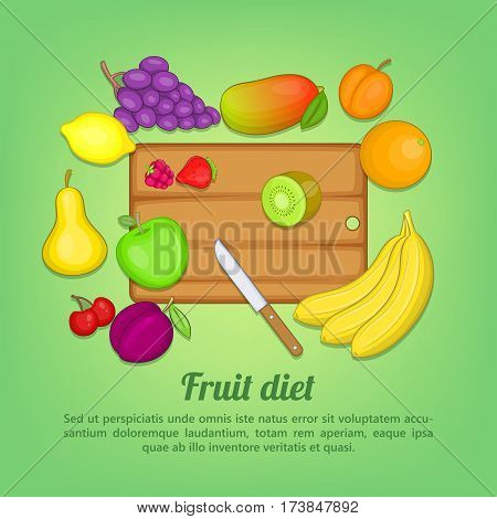 Fruits concept cut knife. Cartoon illustration of fruits vector concept for web