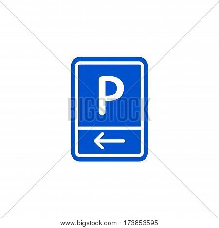 Parking zone to left roadsign isolated on white background vector illustration. Car parking regulation symbol, traffic sign, road information and help, roadway auto service icon