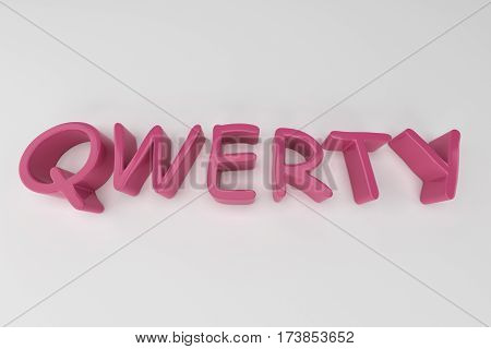 qwerty pink  logo 3d text. 3D rendering