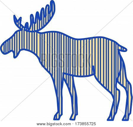 Drawing sketch style illustration of a moose (North America) or elk (Eurasia) Alces alces the largest extant species in the deer family viewed from the side set on isolated white background.