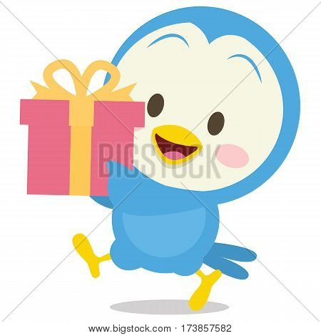 Dove with gift character stock vector illustration