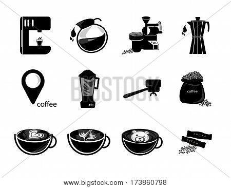 coffee icon set , Silhouettes coffee ,