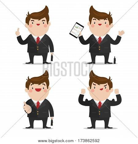 Businessman 4 action set in a flat vector style
