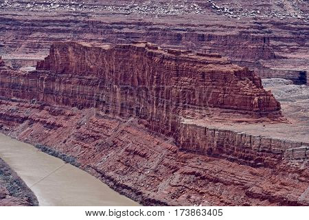 Colorado river in deep canyon and mesa. Dead Horse Point. Canyonlands National Park. Moab. Utah. United States.