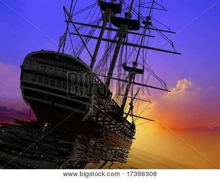 Starobylé lodi na moři