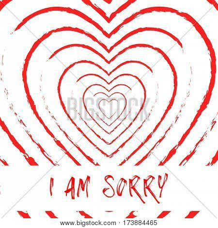 I am sorry blood heart grunge style background,vector Illustration EPS10