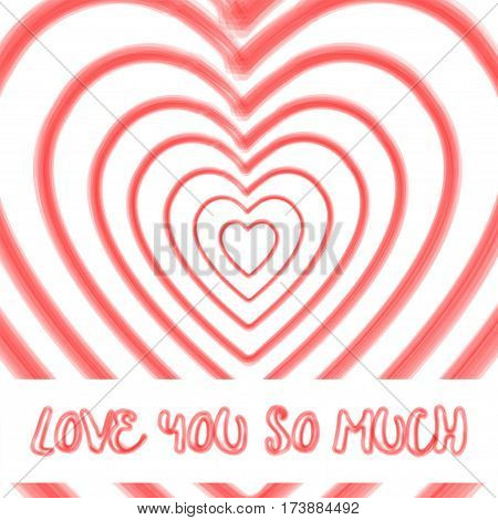 watercolor heart shape love you so much text background,vector Illustration EPS10