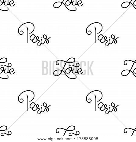 Vecktor pattern consisting of lettering, hand-written and circled phrases Paris