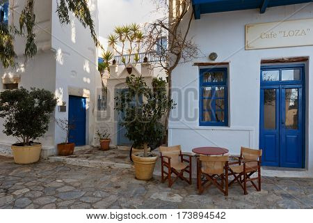 CHORA, GREECE - FEBRUARY 01, 2017: Chora village on Amorgos island early in the morning on February 01, 2017.