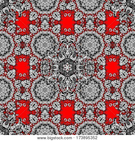 Seamless Classic Vector Red And White Pattern. Traditional Orient Ornament. Classic Vintage Backgrou