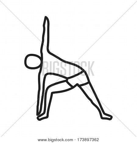 Pose, triangle, right icon vector image. Can also be used for yoga poses. Suitable for mobile apps, web apps and print media.