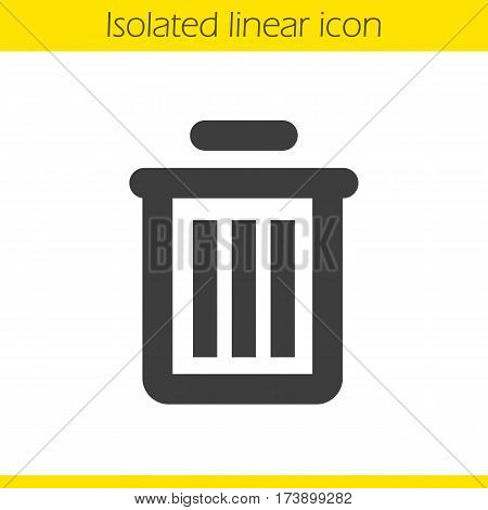 Trash can linear icon. Dustbin thick line illustration. Wastebasket contour symbol. Vector isolated outline drawing