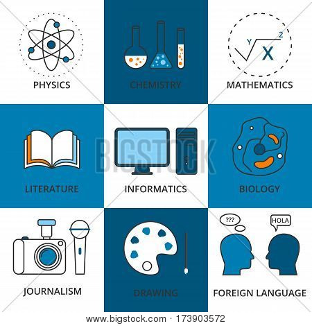 Stock Vector Linear icon school lessons. Stock vector