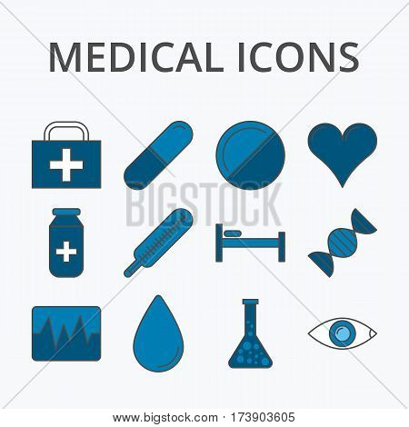 Medicine icon set isolated on background. Stock vector