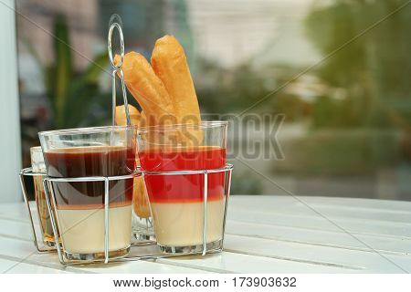 Thai Traditional Milk Coffee And Milk Tea And  Patongko .