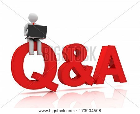 Person Is Sitting On Q&a Etters And Uses A Laptop