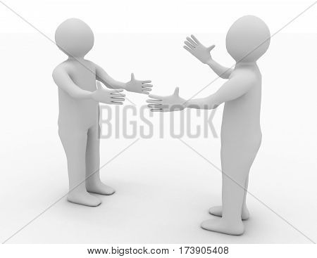 conversation with two men concept . illustrartion on white