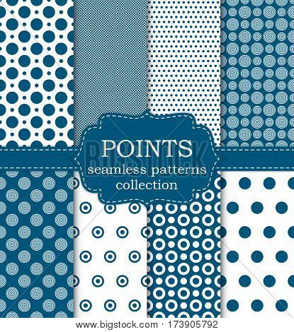Vector illustration set of seamless patterns points. Stock vector