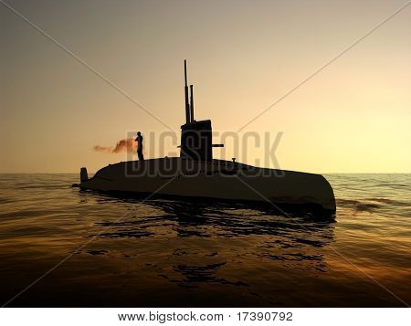 Den militære skib i havet