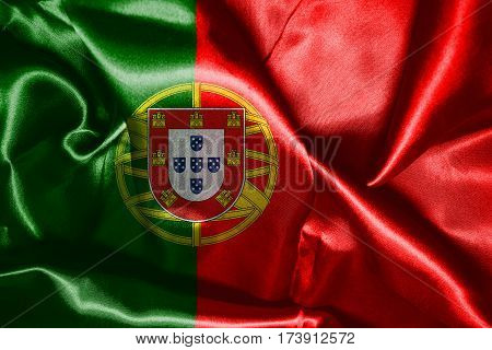 Portugal National Flag Waving In The Wind 3D Illustration