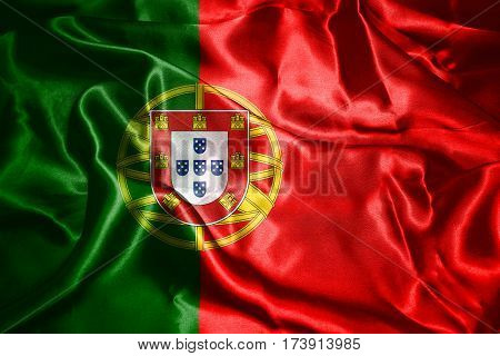 Portugal National Flag Waving In The Wind 3D Illustration
