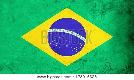 Brazilian flag cement texture. Abstract flag background