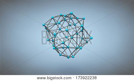 Plexus effect, 3D rendering illustration, abstract background