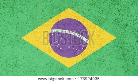 Brazilian flag plaster wall. Abstract Flag background.