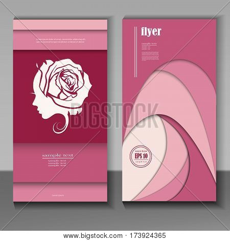Business cards with beautiful woman faces for your design. Cosmetics shop, haidresser or spa salon etc. Vector color drawing