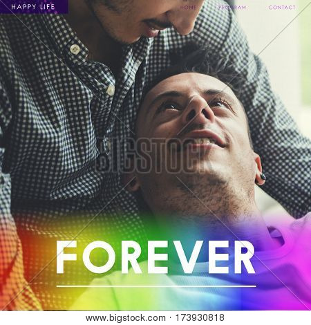 Gay Couple Amorous Enamored Forever