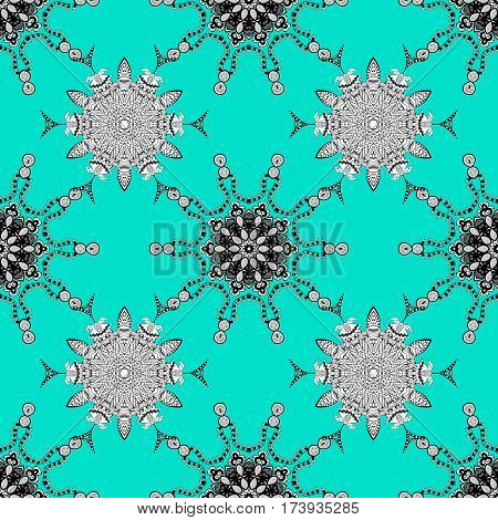 Vector Illustration. Vintage Seamless Pattern On A Blue Background With White Elements.