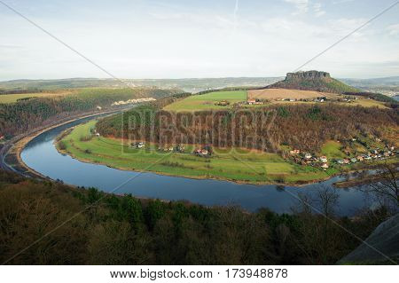 View from Koenigstein Fortress on the surrounding Saxon Switzerland
