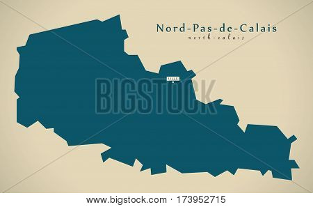 Modern Map - Nord Pas De Calais France Fr Illustration