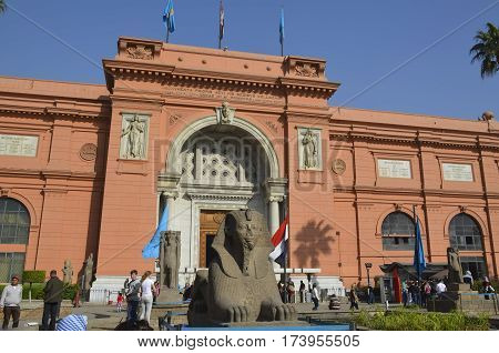 CAIRO EGYPT - January 22 2013: Appearance of the Egyptian National Museum. Egyptian Antiquities Museum one of the most famous museums in the world