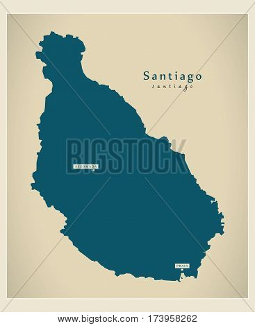 Modern Map - Santiago CV illustration silhouette