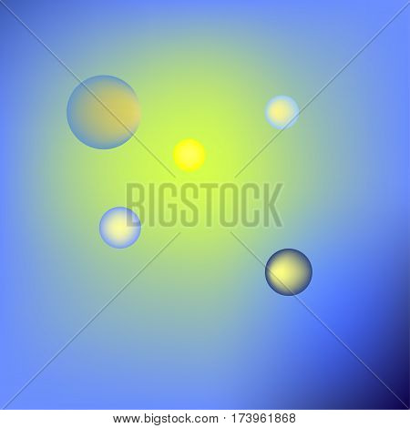 Abstract balls on a blue and yellow background