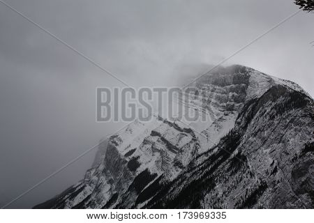 Mount Rundle, Banff National Park, Alberta Canada  in snow