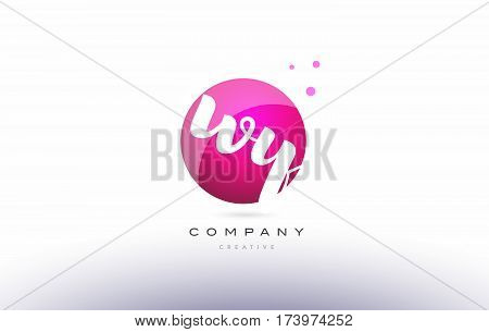 Wy W Y  Sphere Pink 3D Hand Written Alphabet Letter Logo
