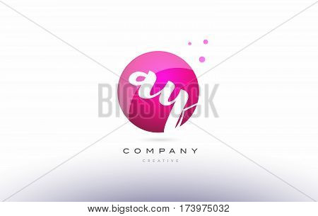 Ay A Y  Sphere Pink 3D Hand Written Alphabet Letter Logo
